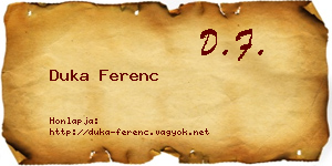 Duka Ferenc névjegykártya