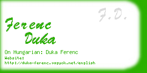 ferenc duka business card